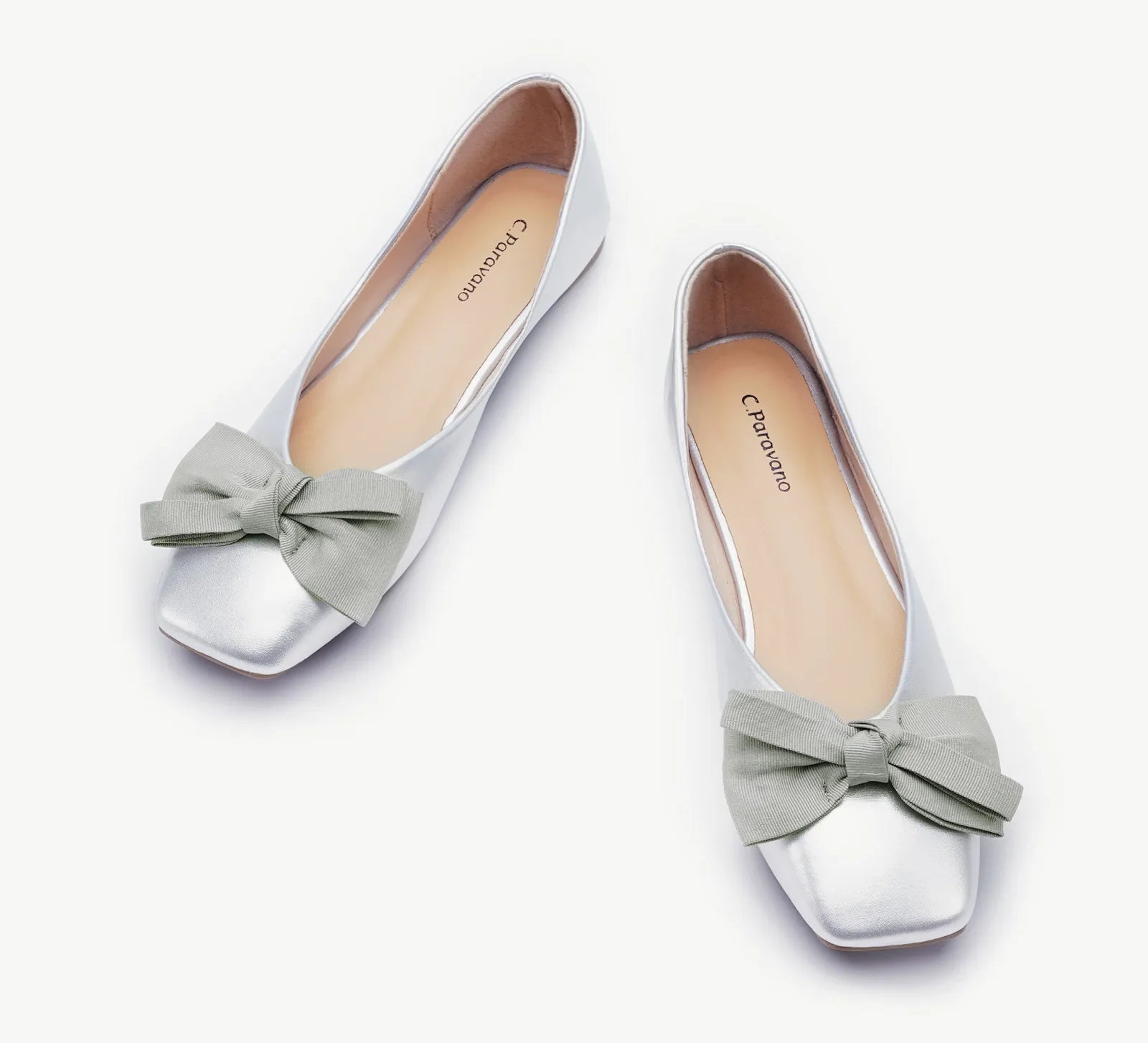 Bowknot Square Flats Soft Leather