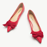    Red-leather-point-toe-flats-front-view