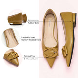Straw-C-buckle-flat-shoes