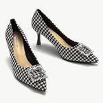 Stylish-houndstooth-tweed-pumps-with-intricate-embellishments_-offering-a-sophisticated-and-fashionable-choice-for-your-footwear-collection
