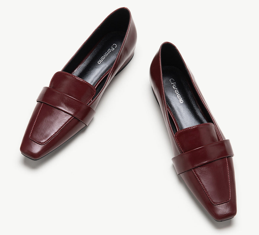 Red platform loafers - with penny strap detail.