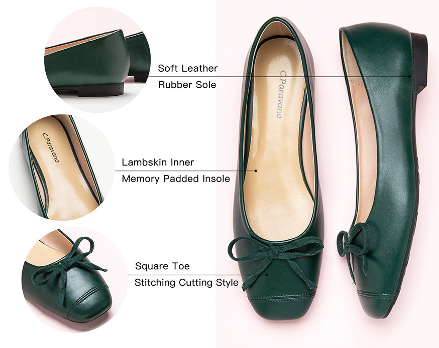 Trendy-dark-green-bowknot-ballet-flats-crafted-with-a-suede-toe_-ideal-for-a-fashionable-statement.