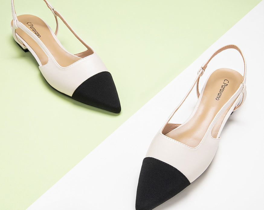 White women's slingback flats - versatile footwear for any occasion.