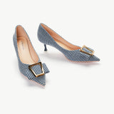 Metal Tie Kitten Heel Pumps (Olivia)