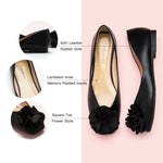 Intricately designed Flower Decor Ballerina in jet black, showcasing timeless beauty.