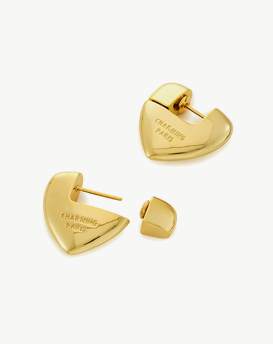 Heart Gemstone Charm Hoop Earrings - C.Paravano