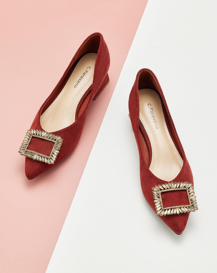    red-embellished-mid-heel-pumps