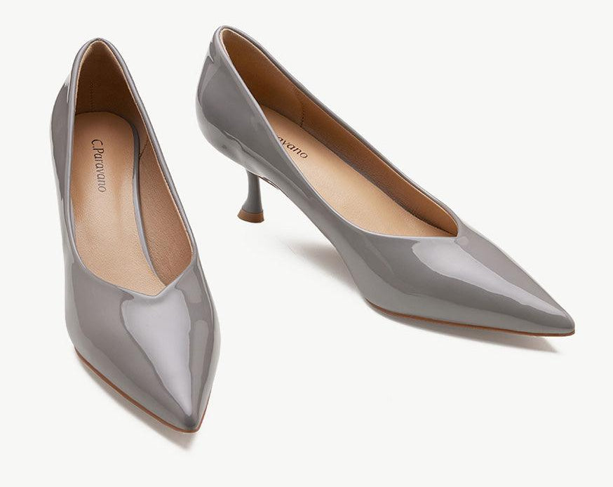 Glossed Gray Pumps shoes