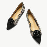Black Camellia tweed flats for a timeless, elegant style