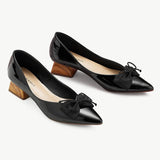 Black Patent Leather Mid-Heel Pumps - Timelessly Elegant