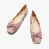 Light pink bowknot square flats - a stylish and comfy choice for any outfit