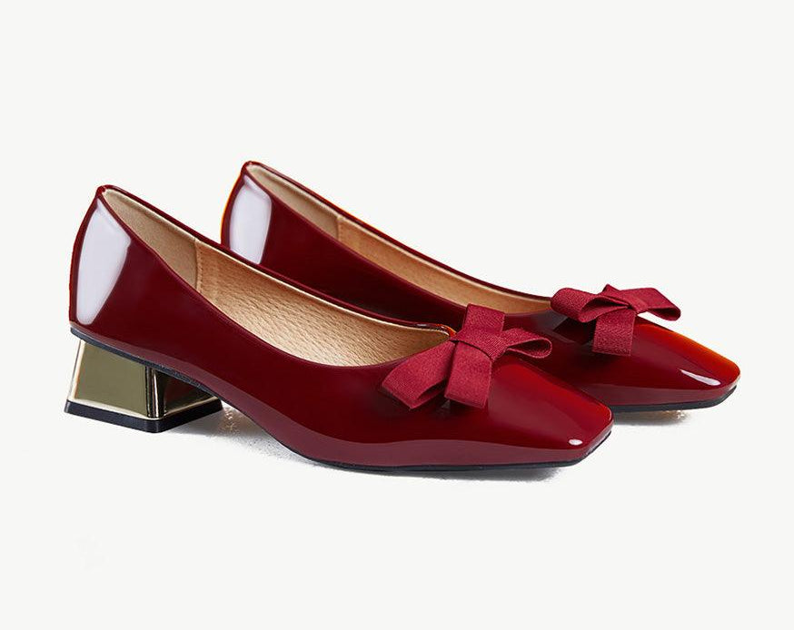 Red Patent Leather Mid-Heel Pumps - Striking and Stylish