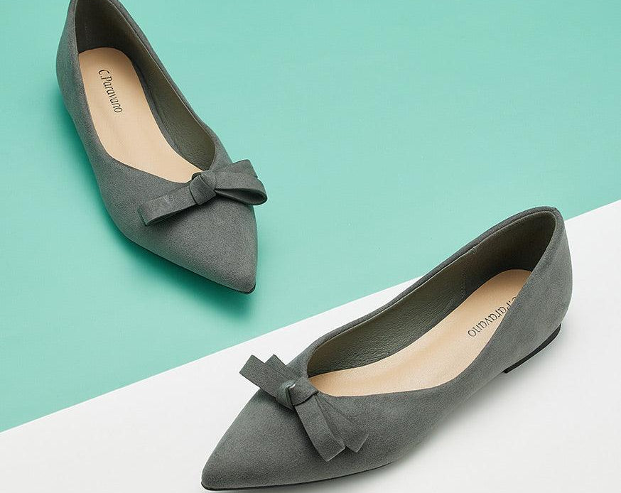 Blue suede ballet flats for a classic and comfortable style