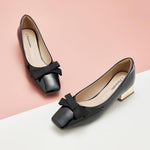 Elegant Black Patent Leather Mid-Heel Pump Shoes
