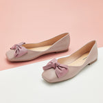 Elegant light pink bowknot square flats for a fashionable and relaxed look