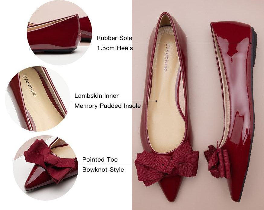 High-quality red Pointed Toe Flats in patent leather, ideal for a stylish look