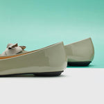 High-quality green Pointed Toe Flats in patent leather, an ideal addition to your elegant look