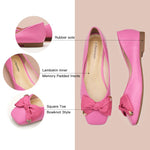 Vibrant Hot Pink Footwear - Bowknot Square Flats