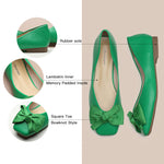 Vibrant Green Footwear - Bowknot Square Flats