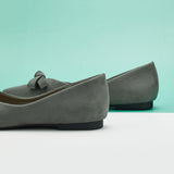 Elegant blue suede women's ballet shoes for any occasion.