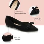 Step out in style with black suede ballet flats