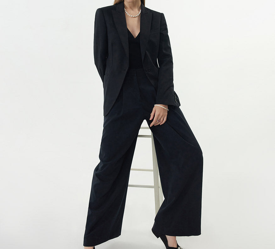 Black tweed flats with sophisticated embellishments
