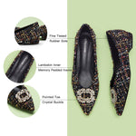 Chic tweed shoes featuring eye-catching embellishments