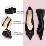 Classic black flats made from high-quality grain leather