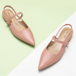 Chic Pink Slingback Flats: Elevate your fashion game with these sleek pink pointed-toe slingback flats, perfect for any occasion