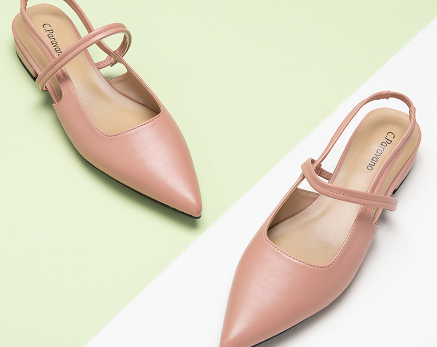 Chic Pink Slingback Flats: Elevate your fashion game with these sleek pink pointed-toe slingback flats, perfect for any occasion