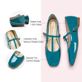 Mary Jane shoes in Blue with crossed stripes and a clasp, a chic and playful option for a maritime-inspired look